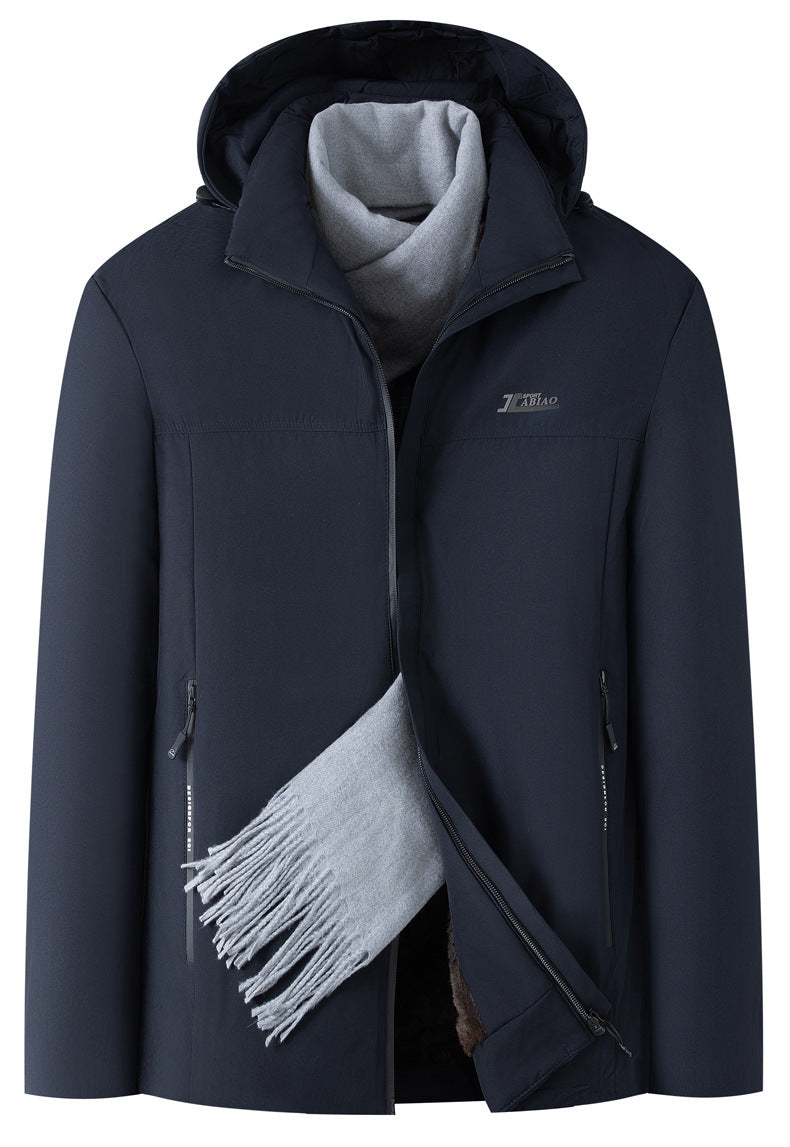 Autumn and Winter fleece-lined Thickened Cotton-padded Clothes Men's Cotton-padded Jacket Youth Warm regular All-match Fashionable Solid Color Quality