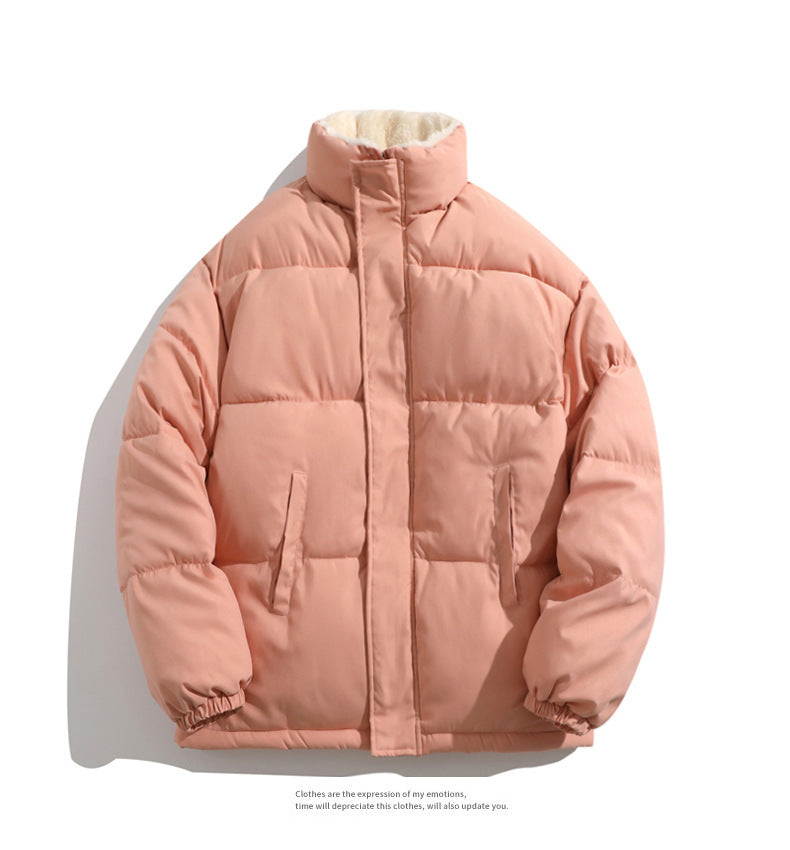 Cross-border Winter New Men's Loose Collar fleece-lined Cotton-padded Clothes Korean Style Youth Fashion Trendy Casual Cotton-padded Jacket