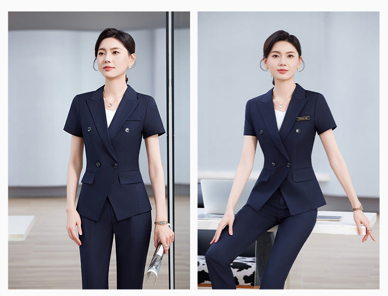 High-End Short-Sleeved Suit for Women 2025 Summer New Style Professional Wear Hotel Manager Bank Work Clothes
