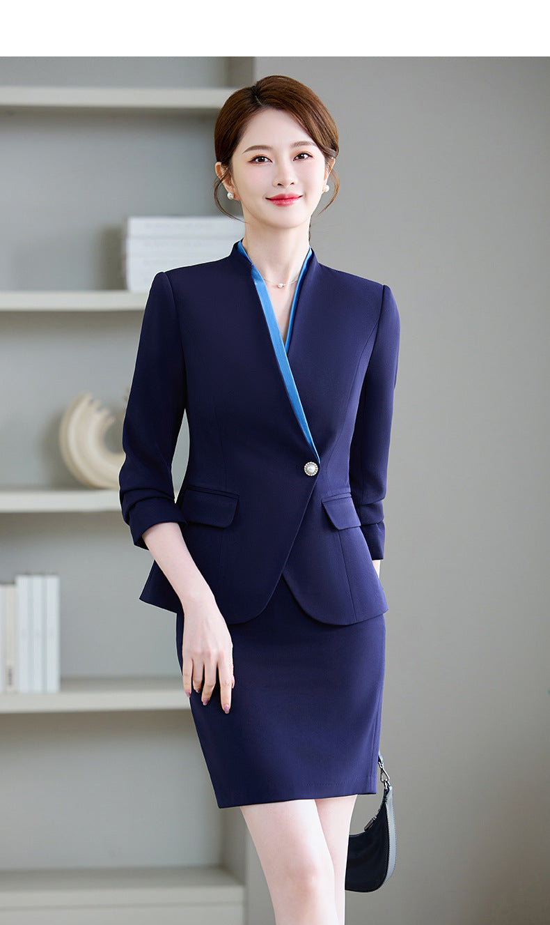 Cross-Border High-End Stewardess Uniforms, Hotel Front Desk Reception Work Clothes, Housekeeping Sales Department Sales Professional Attire Suits for Women
