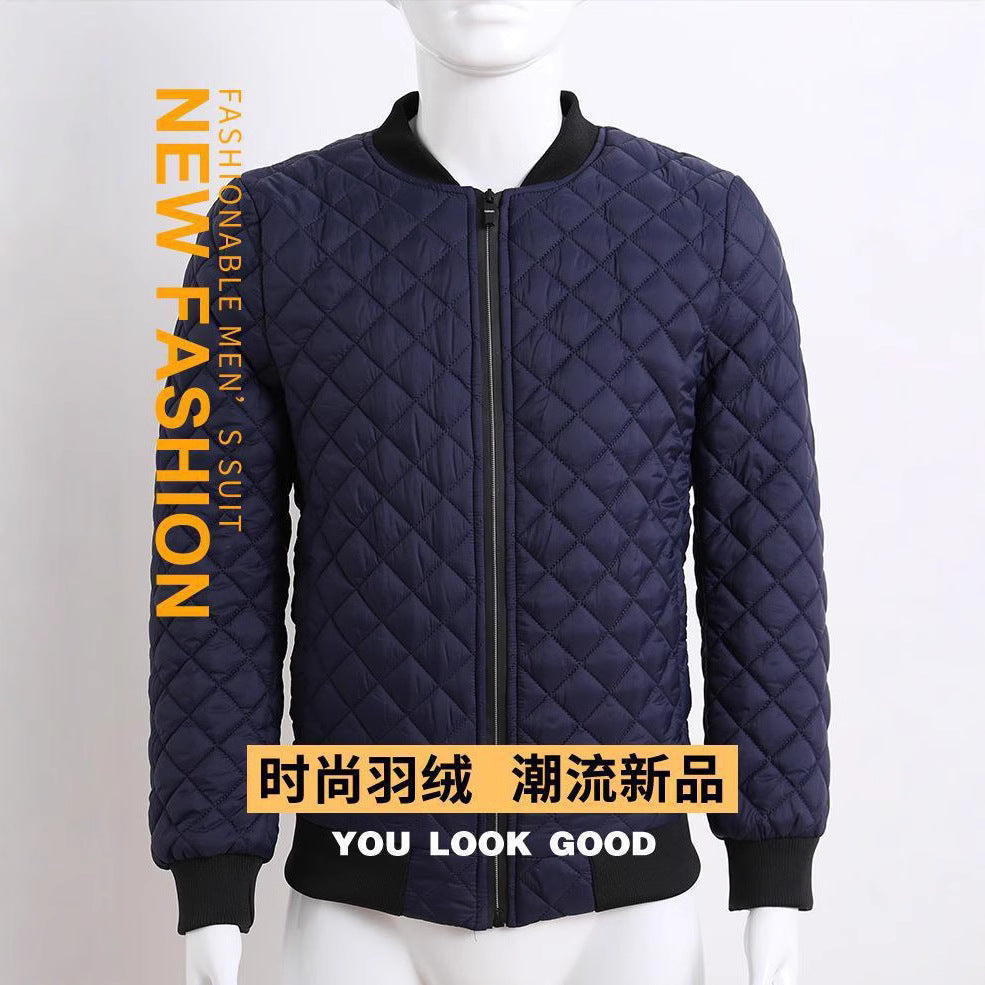 Cross-border foreign trade winter men's cotton-padded jacket European and American fashion Diamond cotton-padded jacket trend casual large size men's cotton-padded jacket coat