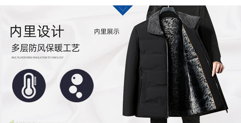 Middle-Aged and Elderly Men's Winter Cotton-Padded Jackets, Dad's Velvet Thickeneded Jackets, Elderly Grandpa's Cotton-Padded Jackets, Loose Grandpa's Cotton-Padded Jackets