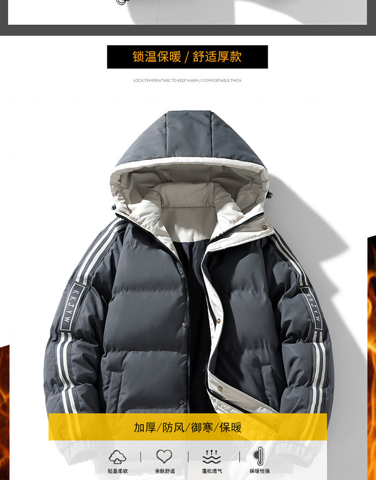 Winter Cotton-padded Clothes Men's Handsome Hooded Trendy Brand Bread Suit Clip Cotton-padded Jacket Men's Cross-border Thickened Cotton-padded Jacket Japanese Men's Clothing