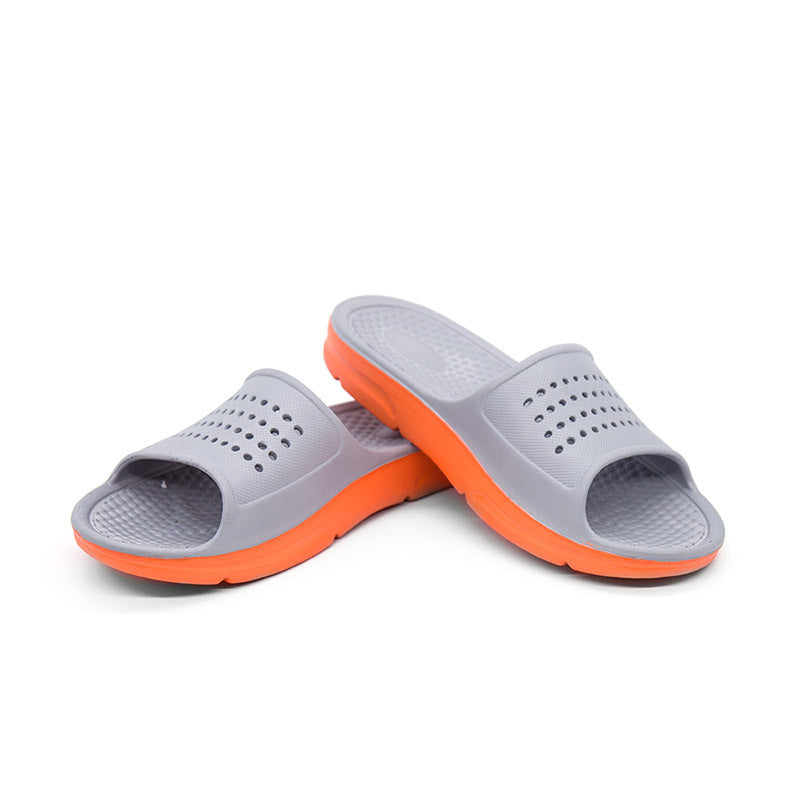 Cross-Border Dual-Density One-Piece Men's Large Size Slippers Summer Two-Color Home Slippers Thick-Soled Rubber and Plastic Slippers