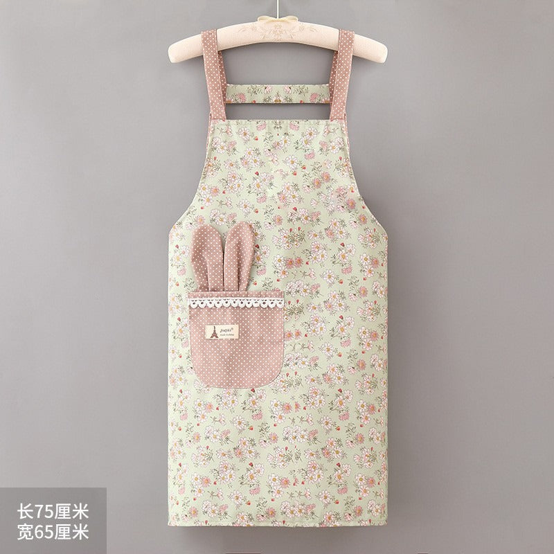 Factory Direct Sales New Kitchen Household Cooking Canvas Cotton Apron Lace Cute Hand-Wipeable Suspenders Pure Cotton for Women
