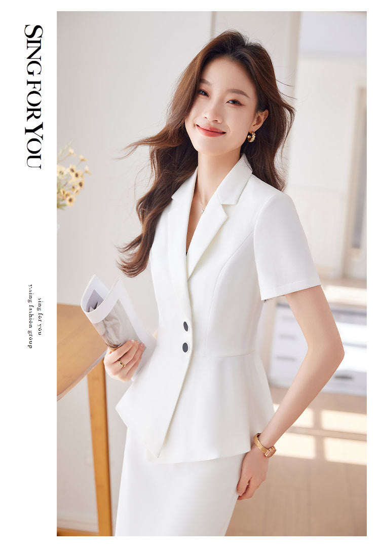 Short-Sleeved Suit Women's Summer 2025 New Classy Formal Hotel Jewelry Front Desk Professional Elegant Work Clothes