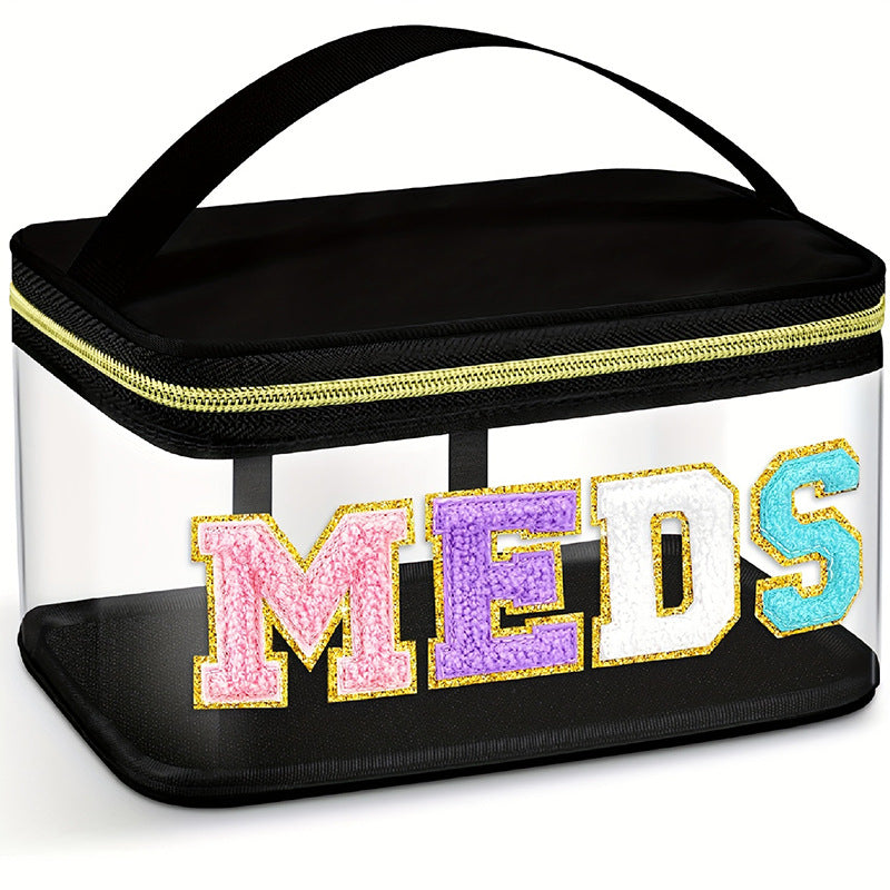 Amazon embroidery storage bag cross-border PVC transparent letters cosmetic bag travel wash bag large capacity cosmetic bag