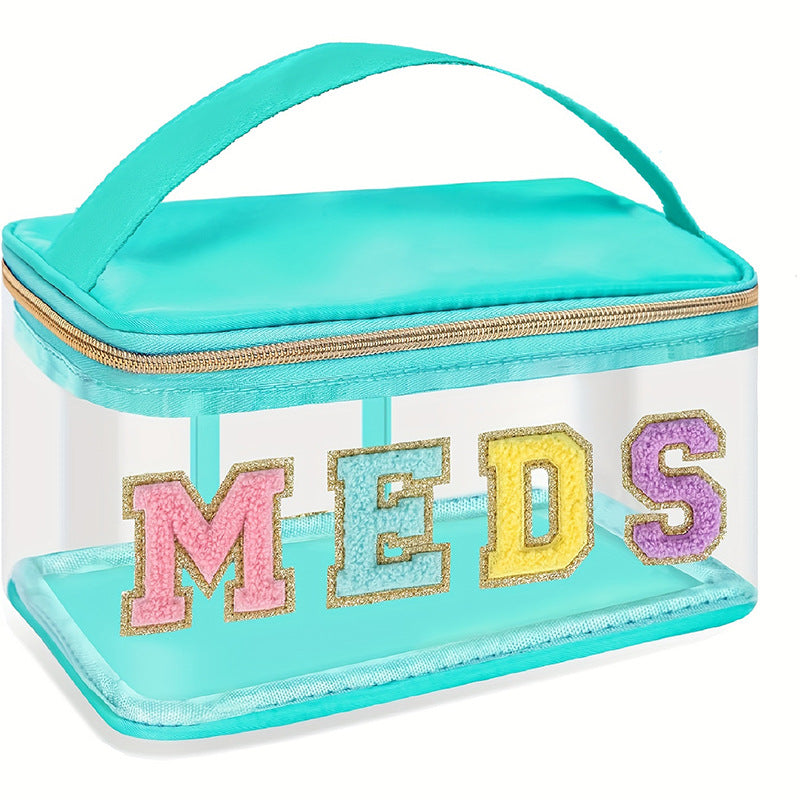 Amazon embroidery storage bag cross-border PVC transparent letters cosmetic bag travel wash bag large capacity cosmetic bag