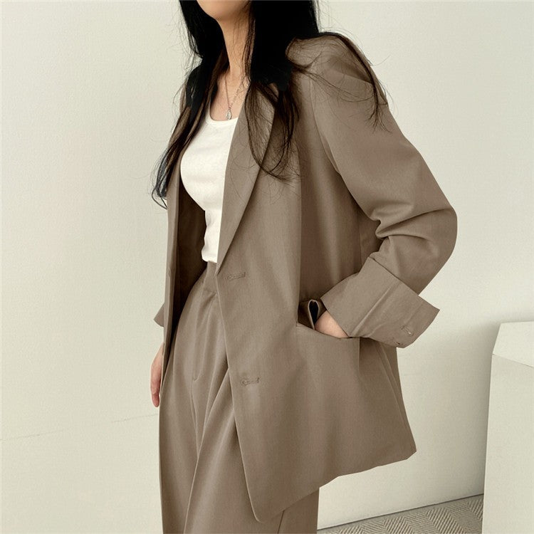 Suit Jacket High Sense Women's Spring and Autumn Design Sense Thin Niche Professional suit Temperament Slim-fit Small Suit Two-piece Set