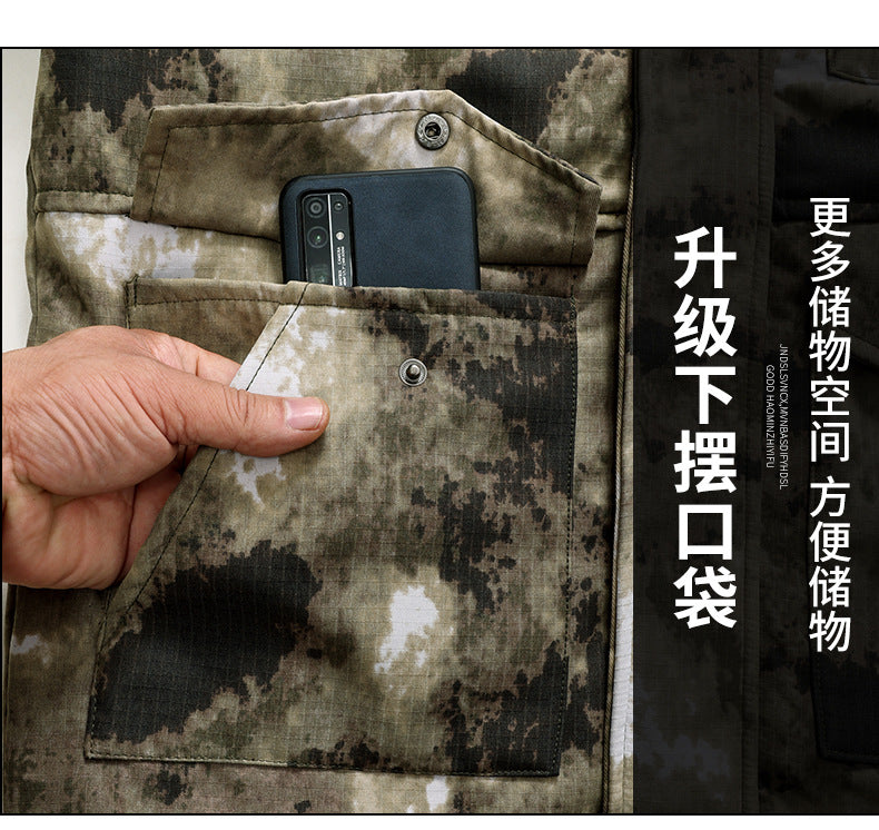 Thickened Camouflage Clothing, Fleece-Lined Cotton Coat, Warm, Cold-Proof, Windproof and Waterproof Cold Storage Labor Protection Clothing, Cotton-Padded Jacket, Cotton-Padded Work Clothes for Men