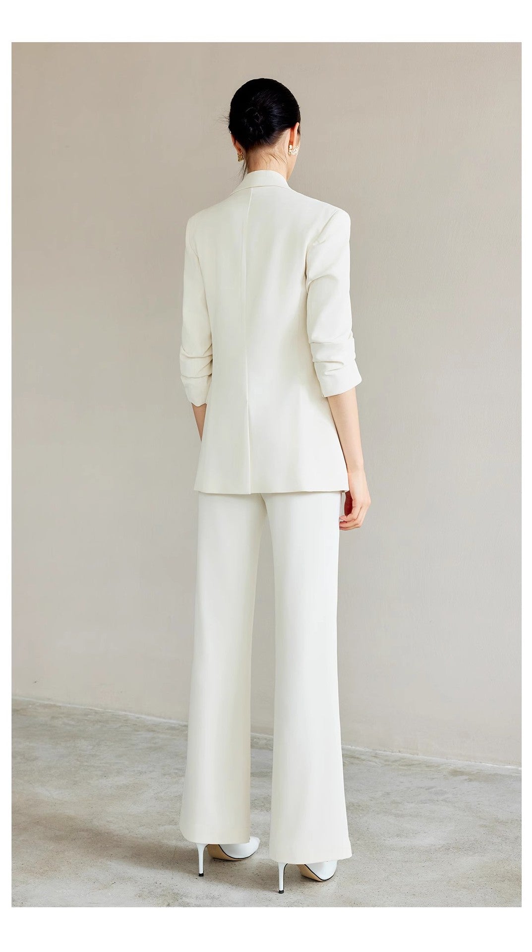 Spring and Autumn New High-End White-Collar Suit Suit White One-Button Suit Pants Female President Formal Work Clothes