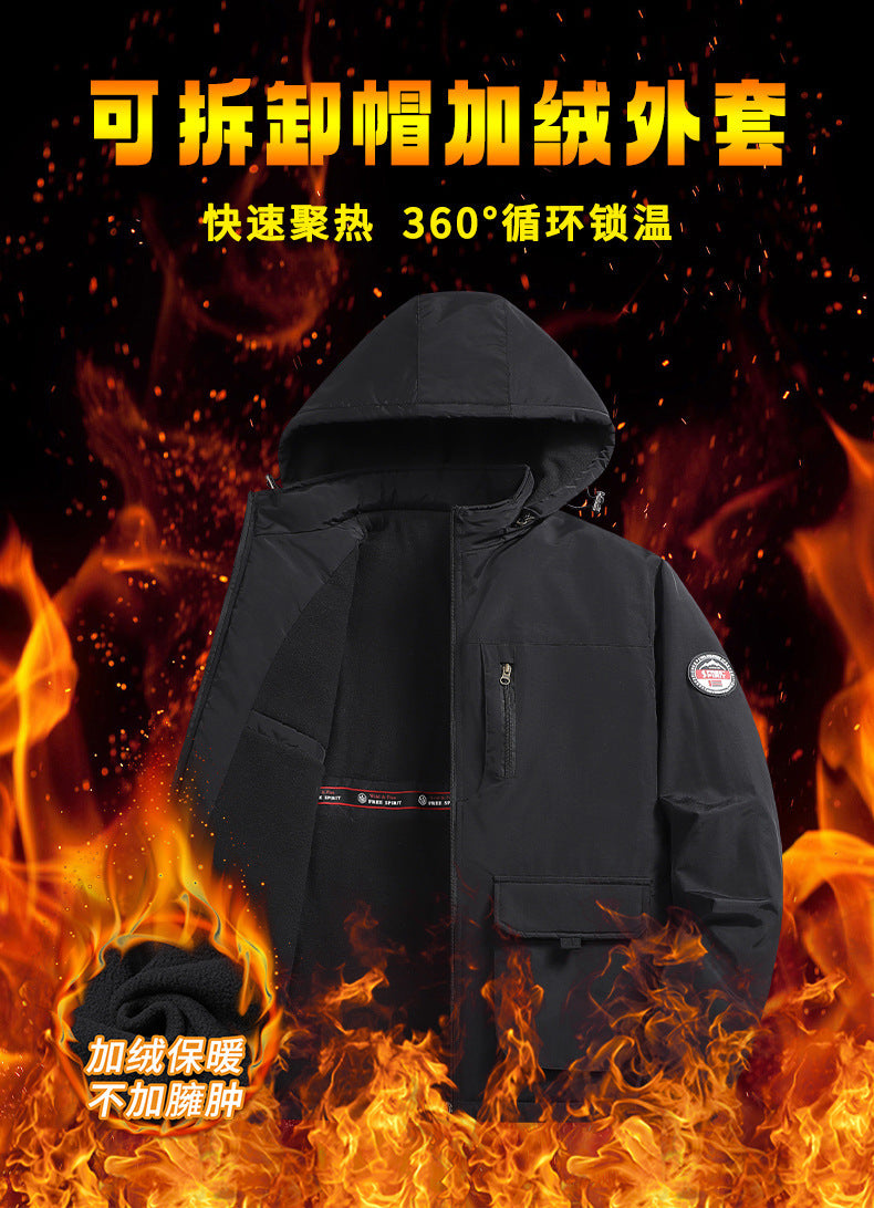 Cross-Border [M-8Xl] Cross-Border Large Size Men's Jacket Autumn and Winter New Casual Middle-Aged Men's Jacket Fleece-Lined