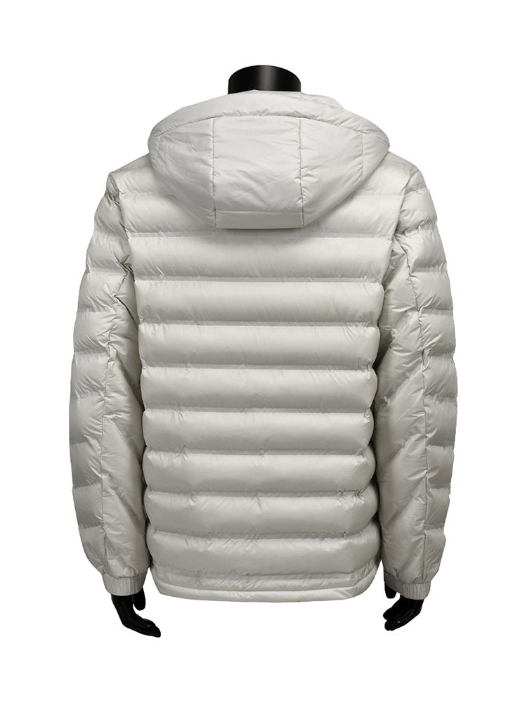 Cross-Border Wholesale 2025 Winter New Cotton-Padded Men's Short Hooded Jacket Trendy Brand Sports Warm Top Men's Clothing