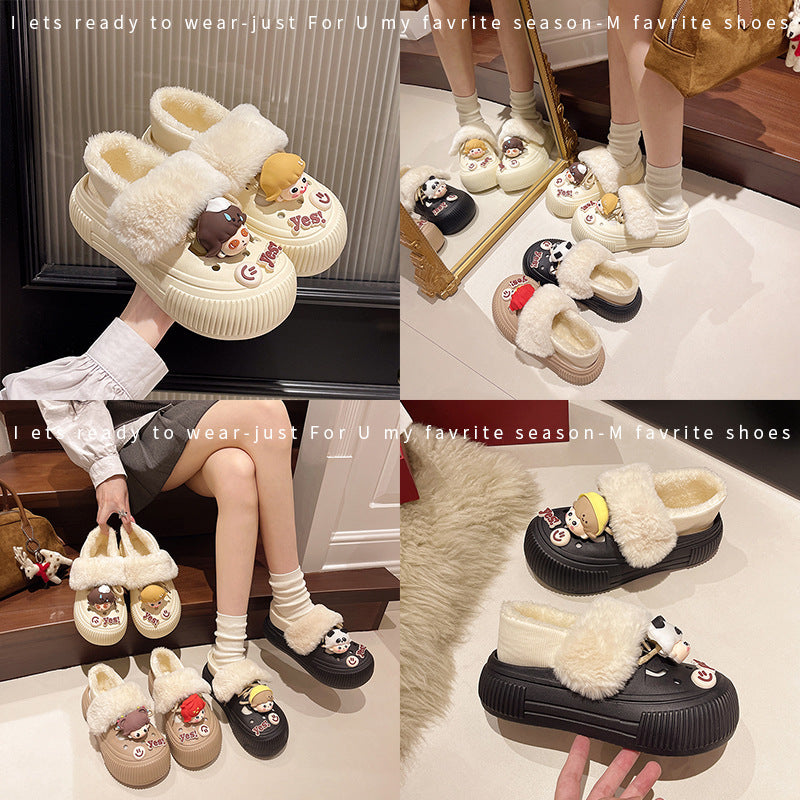 Detachable Cotton Slippers for Women 2025, Comfortable Home Slippers, Cute and Warm, Closed-Back Plush Maternity Cotton Shoes for Autumn and Winter