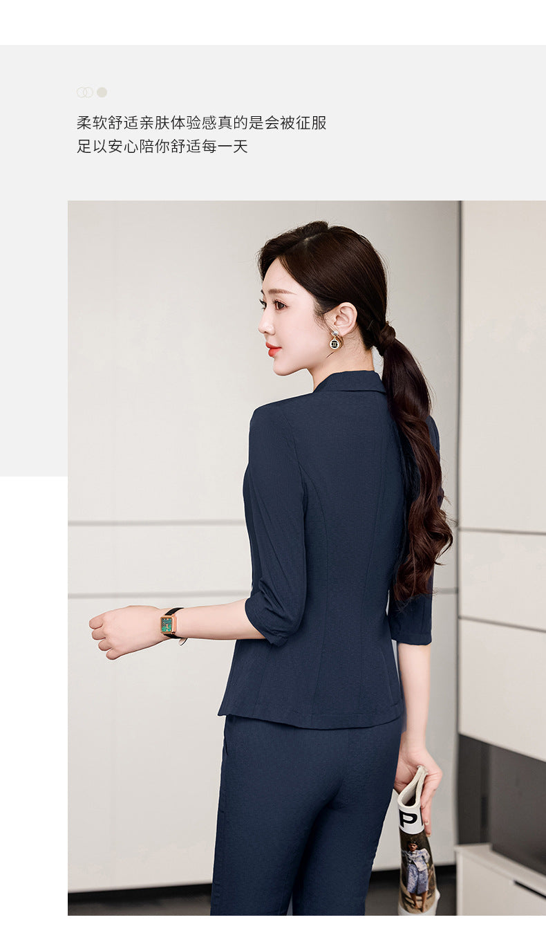 Pink Petite Suit for Women, Summer Thin High-End Short Professional Wear, Fashionable Elegant Casual Formal Wear