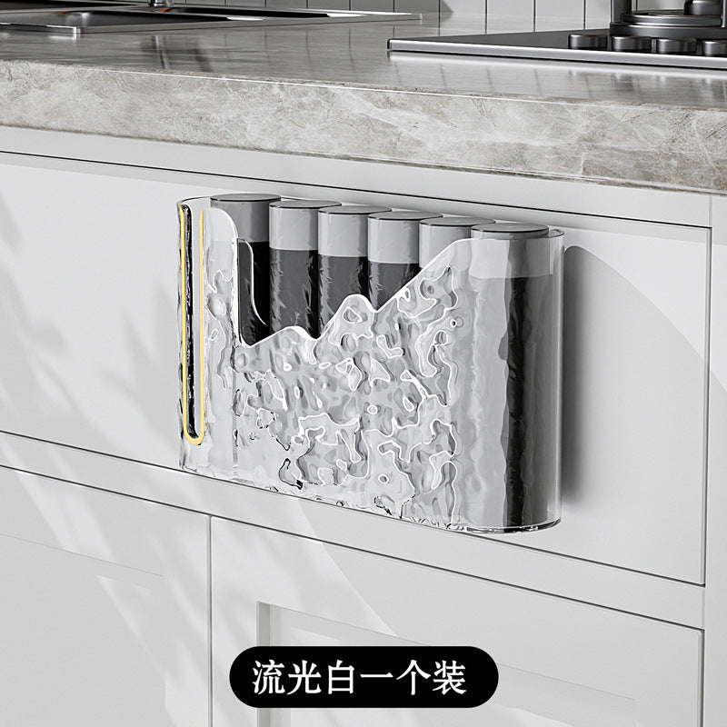 Household Glacier Pattern Garbage Bag Storage Box Punch-Free Storage Box Withdrawable Kitchen Garbage Bag Storage Rack