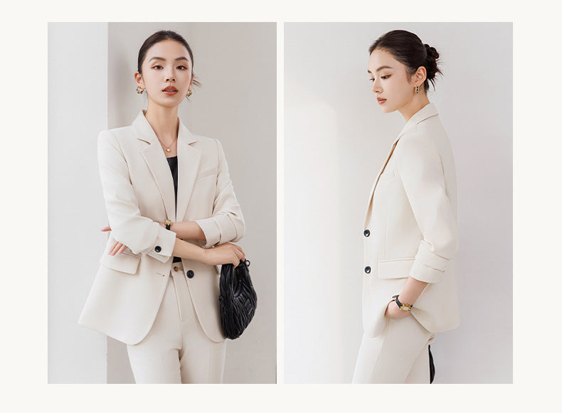 Cross-Border Off-White Blazer for Women, High-End Spring New Style Professional Suit, Fashionable and Elegant Formal Workwear