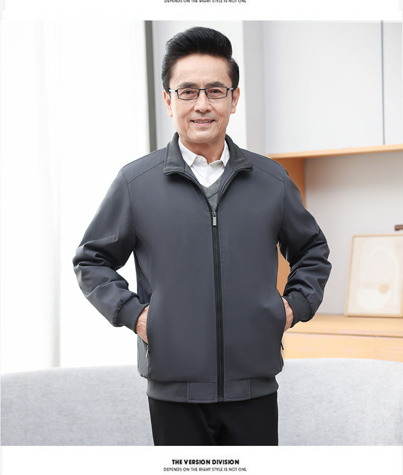 Classic Explosions plus size Middle-aged and Elderly Dad Clothes Winter fleece-lined Thickened Executive Collar Thickened fleece-lined Jacket