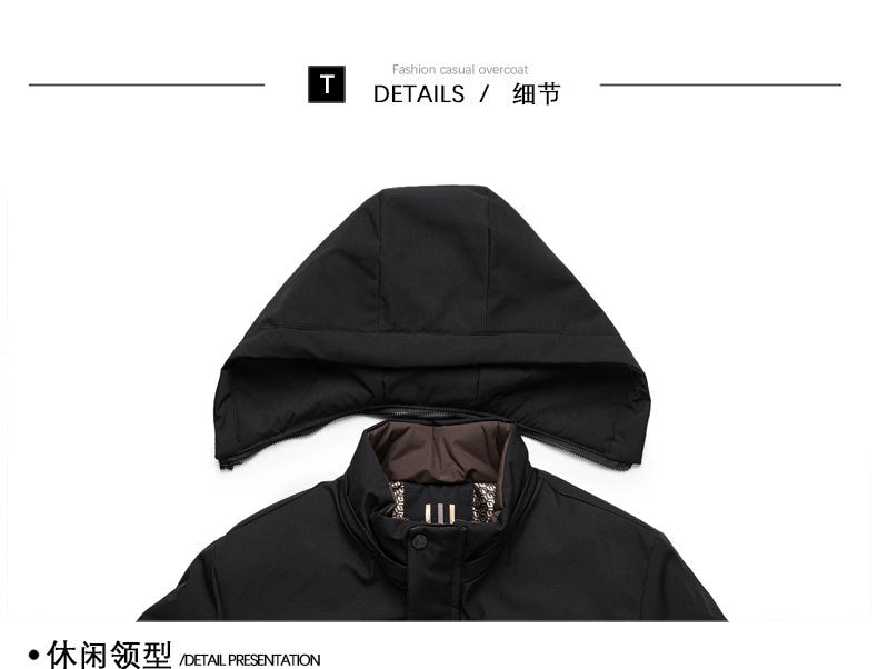 Authentic Men's Cotton Coat for Autumn and Winter, New Trendy Business Casual Loose Hooded Cotton Jacket, Thickened and Warm