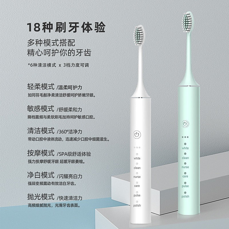 Factory wholesale soft bristle toothbrush flusher portable adult children universal ultrasonic electric toothbrush charging