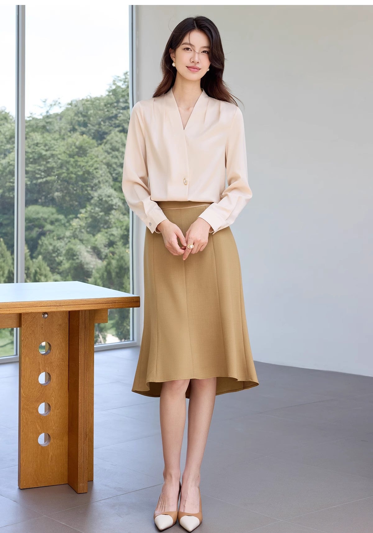 Summer New Style High-End Professional Women's Skirt Suit, Fashionable and Elegant Goddess Style Long-Sleeved Shirt and Skirt Formal Wear Ol