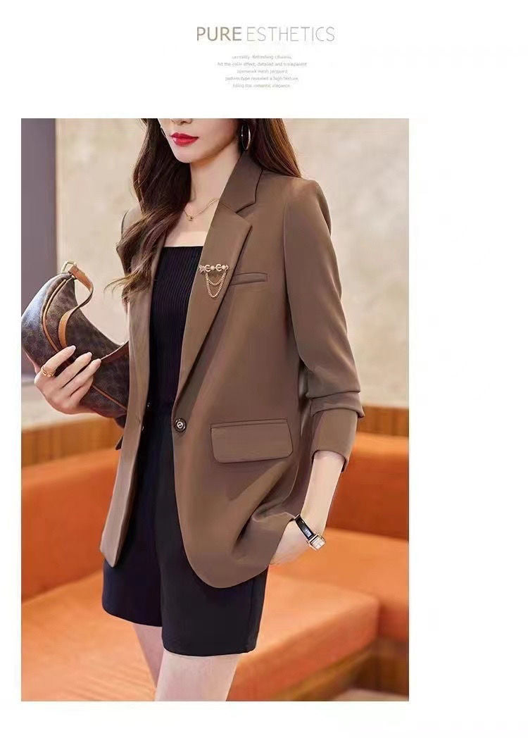 2025 Spring and Autumn New Suit Jacket Women's Casual Fashion Loose All-match Stylish Split Suit Jacket Trendy