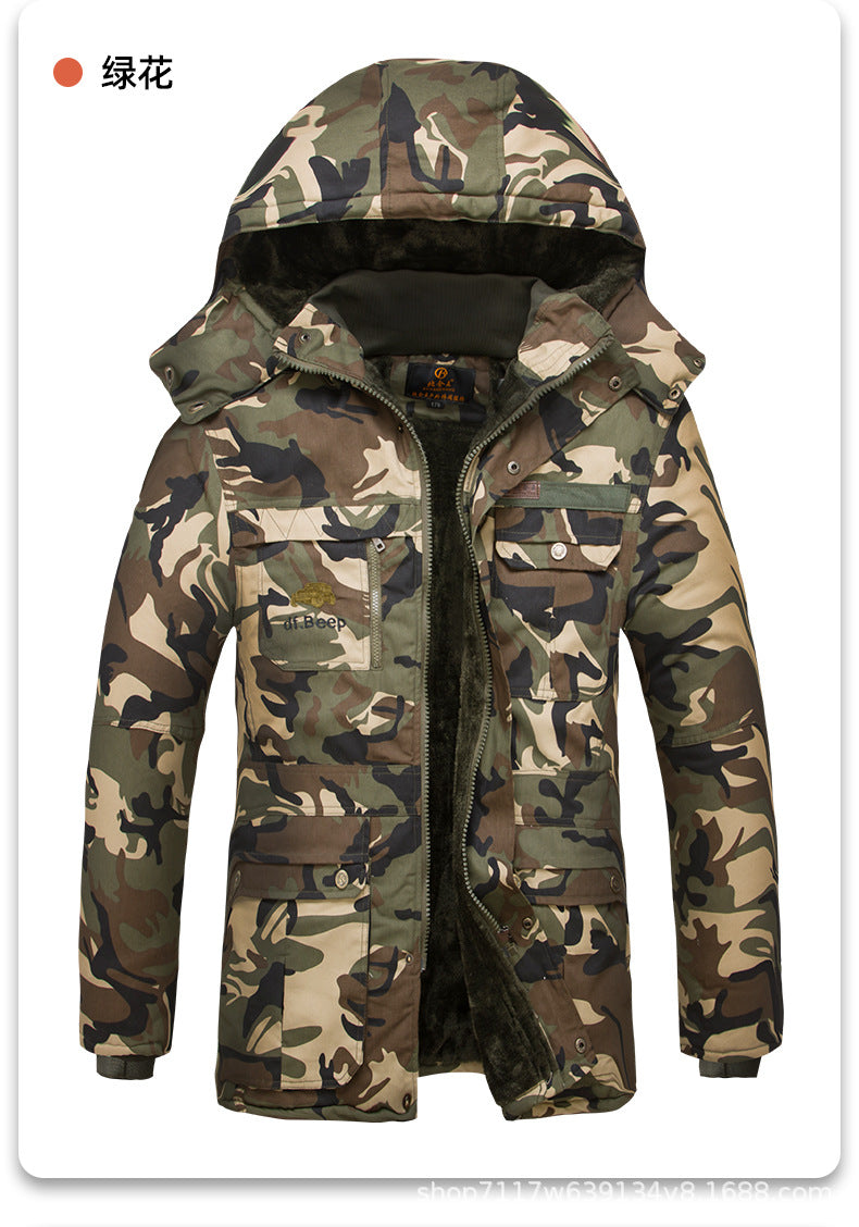 Beicangwang Winter Cotton-Padded Jacket for Men, Fleece-Lined, Thickened, Warm, Cold-Proof, Labor Protection Cotton Coat, Outdoor Cotton Material, Welding Workwear Cotton Jacket