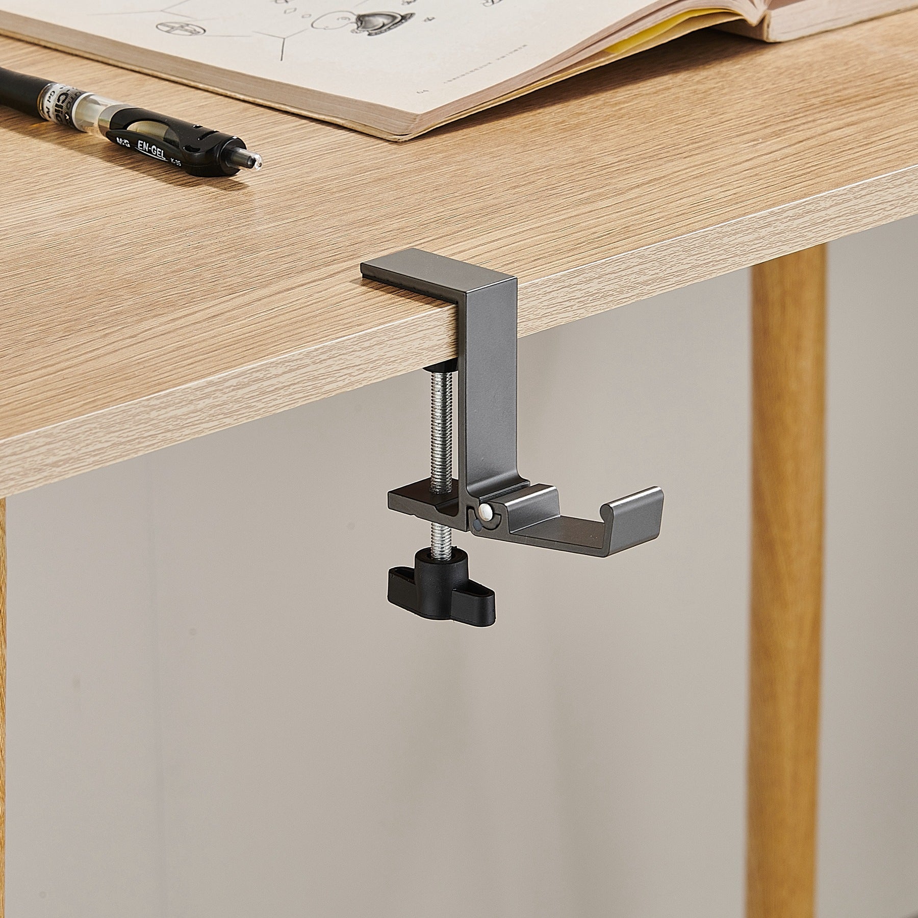 Foldable Tableside Hook, Simple Space Aluminum Hook, Desktop Storage and Organization Hook, Creative Deskside Hook for Students