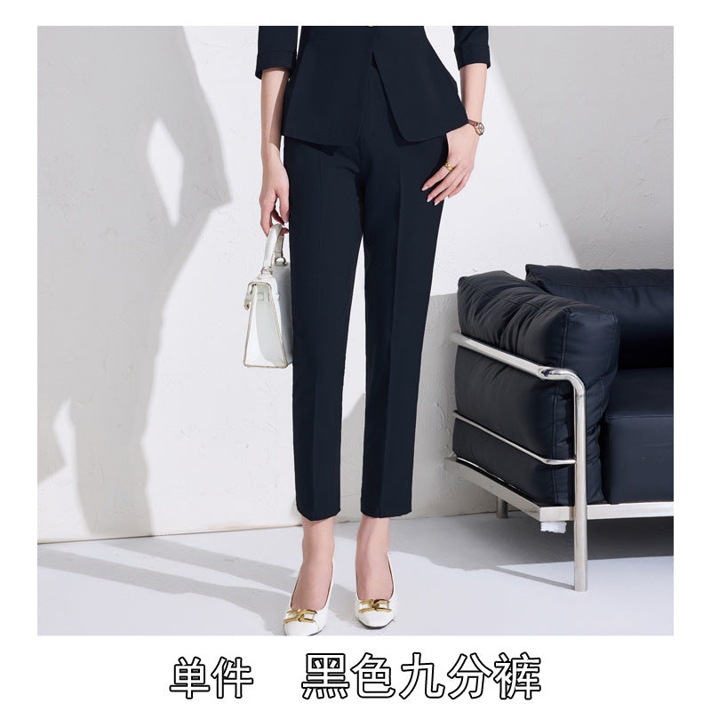 Pink High-End Three-Quarter Sleeve Blazer Women's Pants Dress Business Attire Two-Piece Suit High-End Elegant Trendy