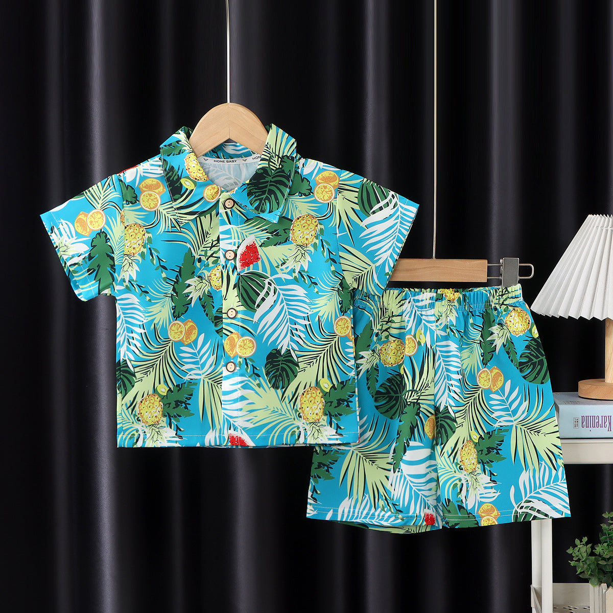 2026 New Children's Short-Sleeved Suit, Men's Short-Sleeved Shirt Suit, Short-Sleeved Shorts Beach Two-Piece Set