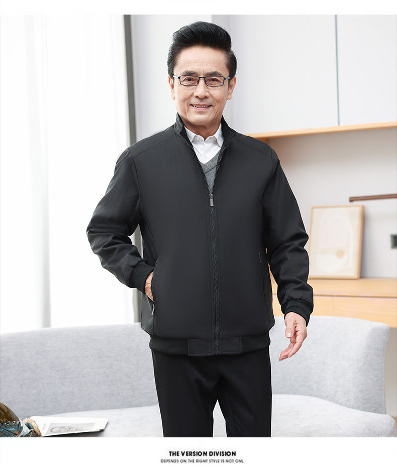 Classic Explosions plus size Middle-aged and Elderly Dad Clothes Winter fleece-lined Thickened Executive Collar Thickened fleece-lined Jacket