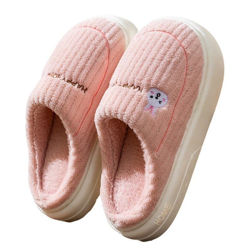 Winter Cotton Slippers Women's Thick Bottom Indoor Home Warm Comfortable fleece-lined Household Non-Slip Couple Mao Slippers for Men