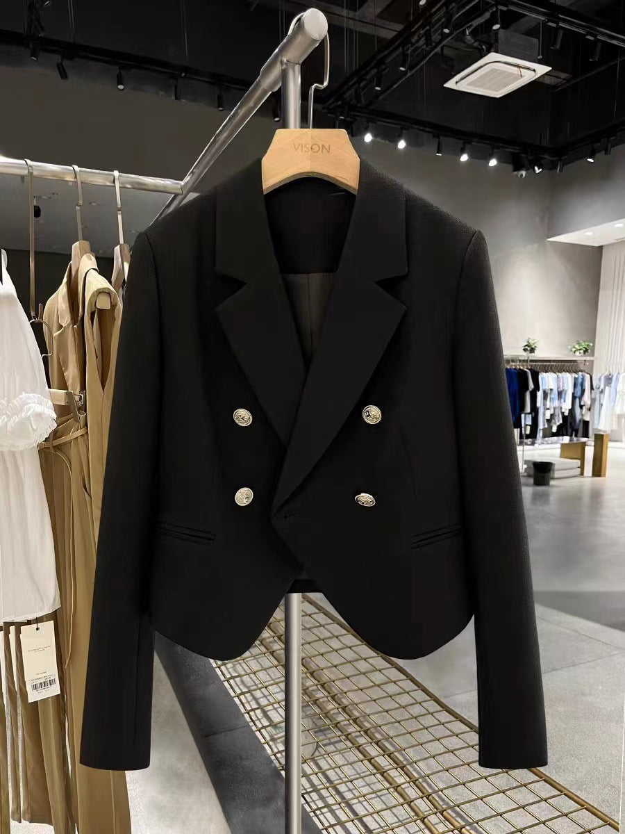 Small Suit Jacket Women's 2025 New Spring and Autumn Casual Korean Style Design Sense Black Small Suit Outside Cross-border