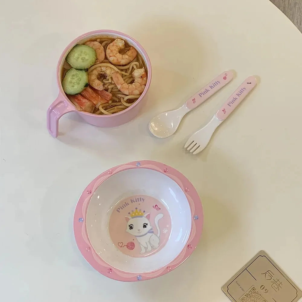 Melamine Tableware Set, Cartoon Children's Eating Bowls, Divided Plates, Cups and Spoons, Children's Set, Gift Divided Plates