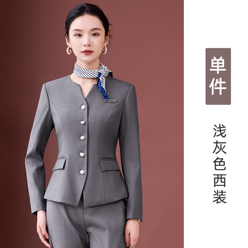 Professional Suit Suit Women's Autumn and Winter New Hotel Front Desk Jewelry Store Workwear Beauty Salon Front Desk Manager Workwear