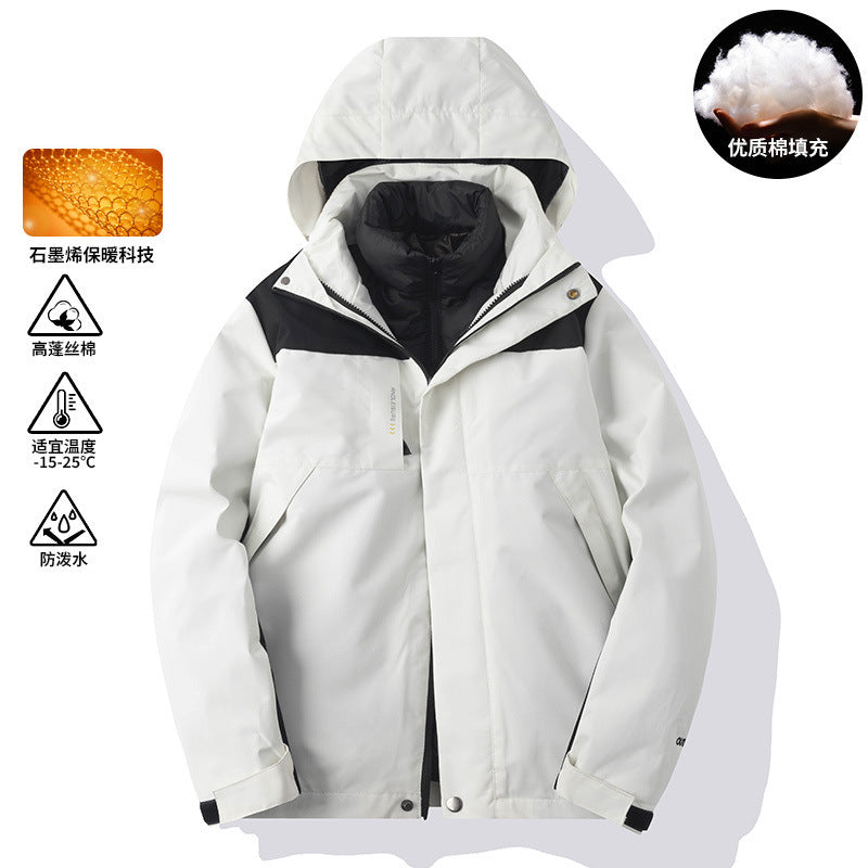 Workwear Custom Logo Winter Three-In-One Jacket for Men and Women, Removable Windproof and Waterproof Jacket with Cotton Lining