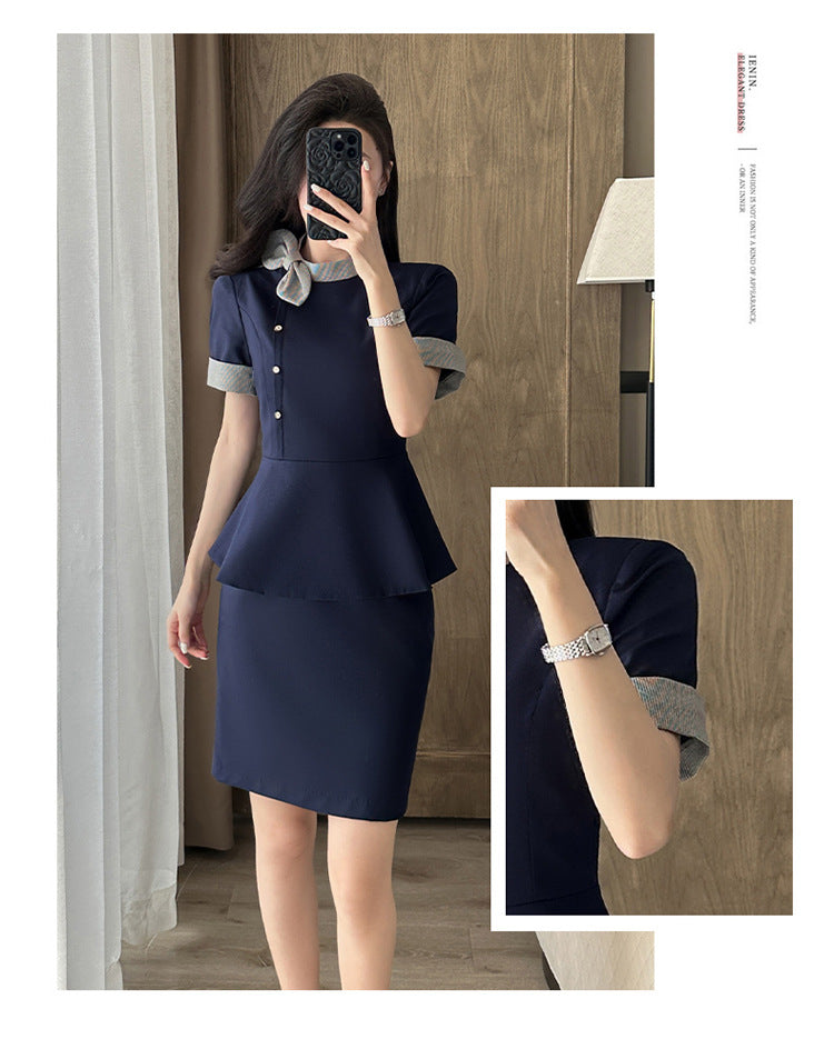 Stewardess Professional Wear Female Summer Fashion Ol Suit Beautician Workwear Sales Department Front Desk Customer Service Reception Workwear