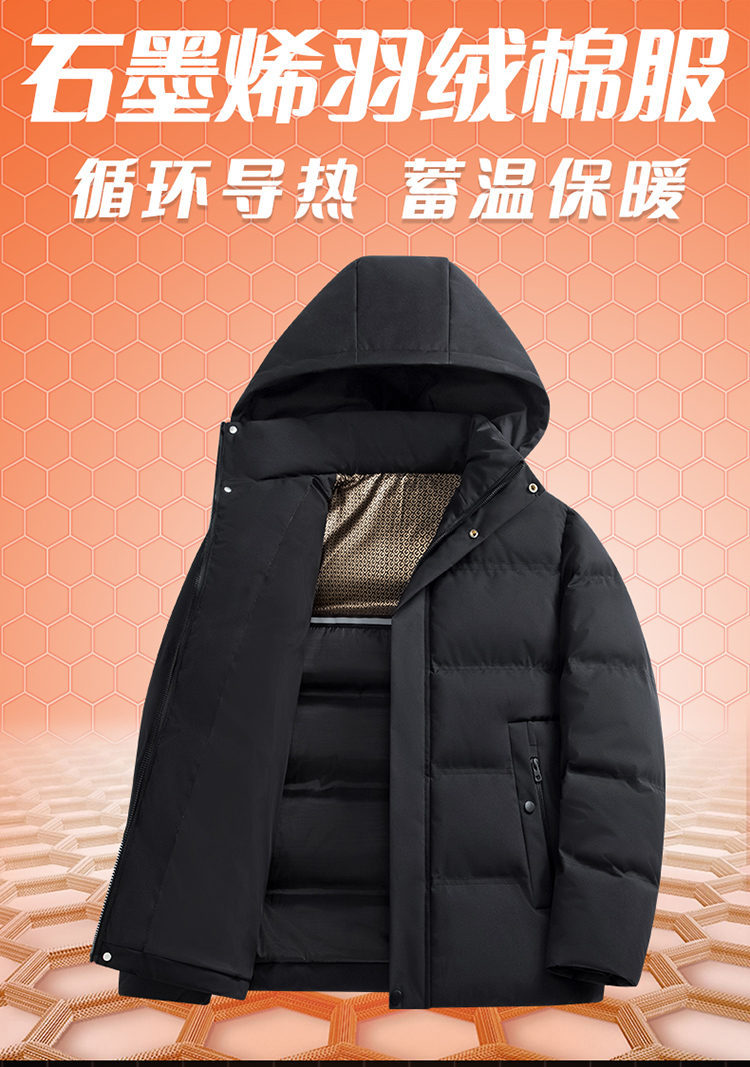 2024 Cross-border Foreign Trade Winter Middle-aged and Elderly Dad Clothes Men's Down Cotton-padded Coat Thickened Warm Hooded Cotton-padded Coat