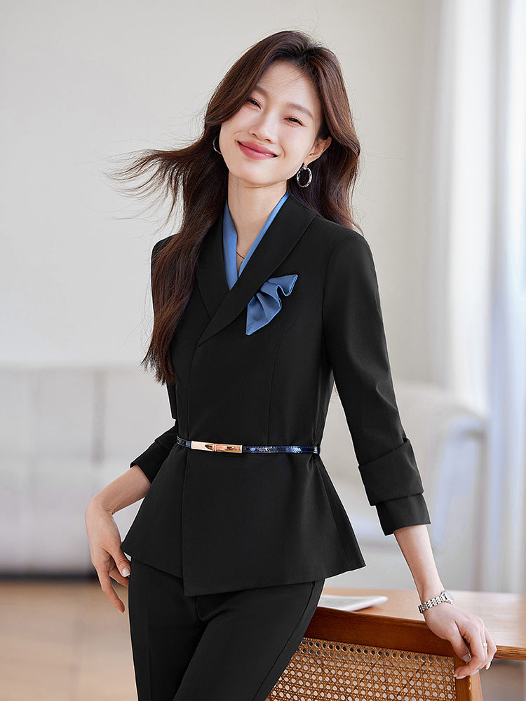 Cross-Border Flight Attendant Professional Suit Set for Women, Announcer, Art Exam Host, Formal Attire, Front Desk Receptionist, Beauty Salon Work Uniform
