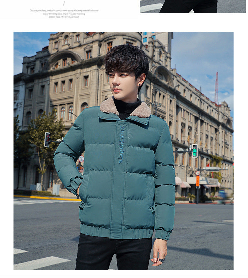 2025 Winter Cotton Jacket for Men, Fashionable and Popular Stand-Up Collar Windproof Cotton Coat, Trendy Korean Style Handsome Short Jacket for Students