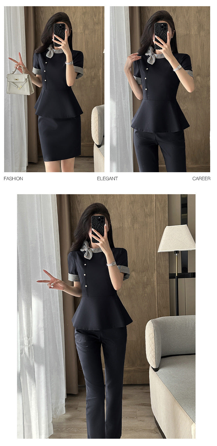 Stewardess Professional Wear Female Summer Fashion Ol Suit Beautician Workwear Sales Department Front Desk Customer Service Reception Workwear