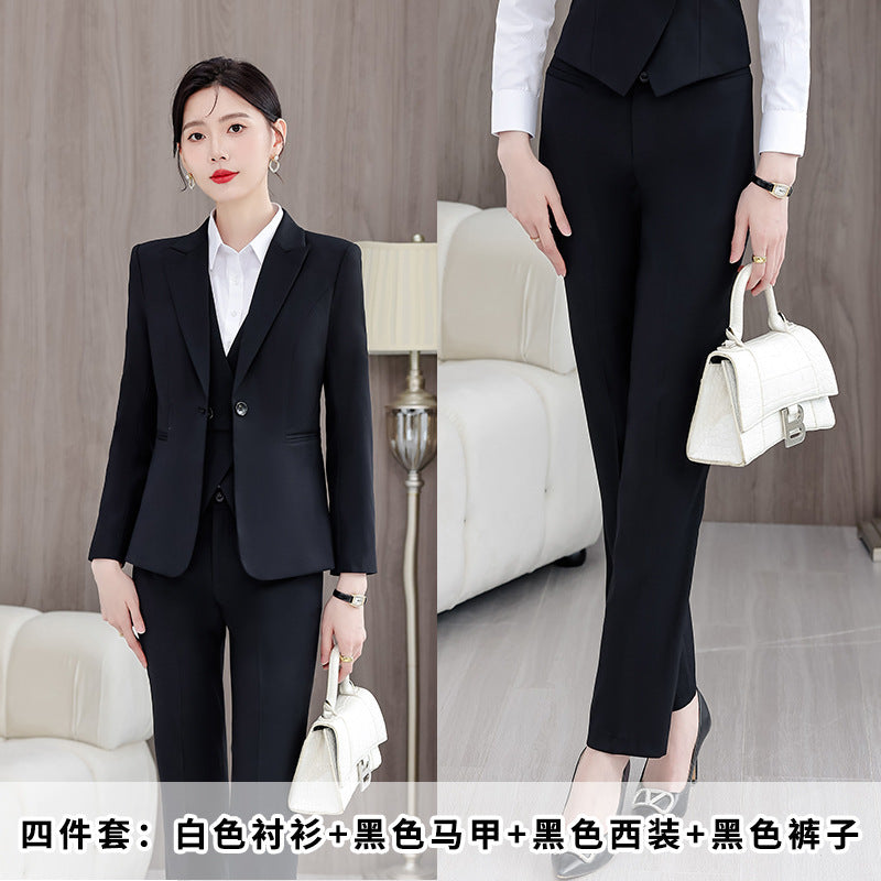Gray Suit Women's Professional Suit Spring and Autumn Hotel Workwear Elegant Interview Formal Wear Plus Size Workwear