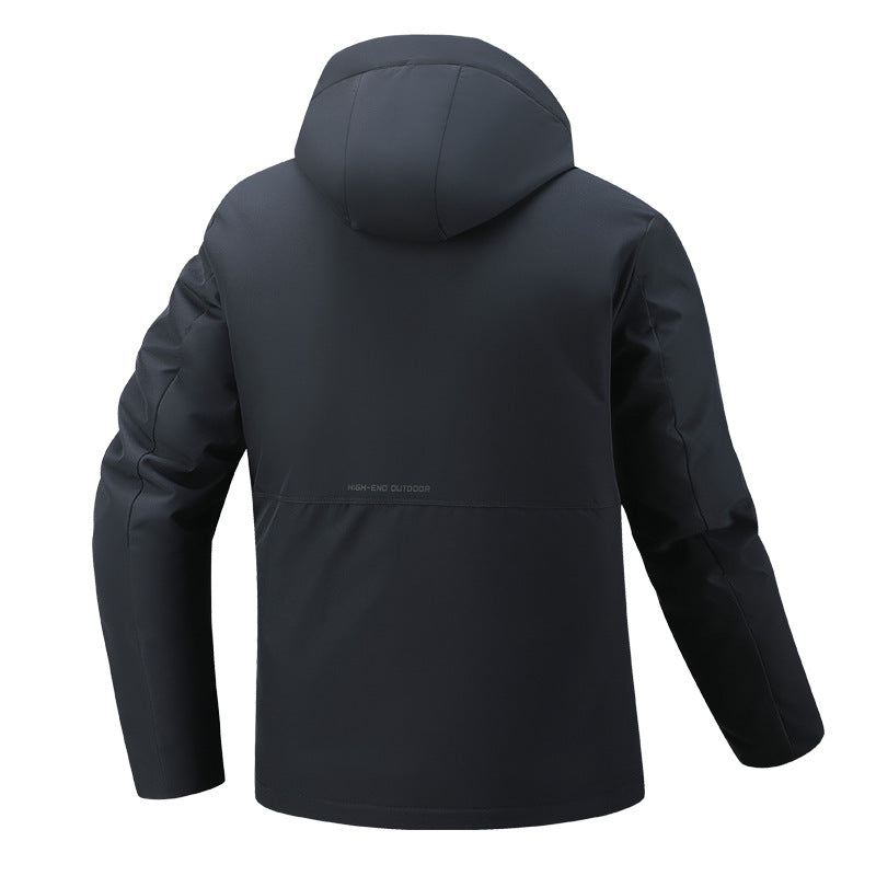 Factory Direct Supply Rechargeable Heated Cotton Jacket for Men, Fleece-Lined Thickened Hooded Coat, Middle-Aged and Elderly Warm Parka