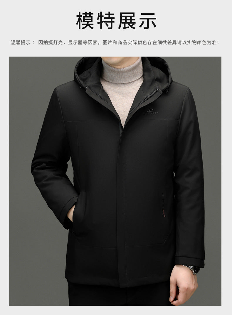 2024 Winter fleece-lined Thickened Cotton Coat Men's Middle-aged and Elderly Dad Hat with Removable Inner Liner Warm Cotton Coat