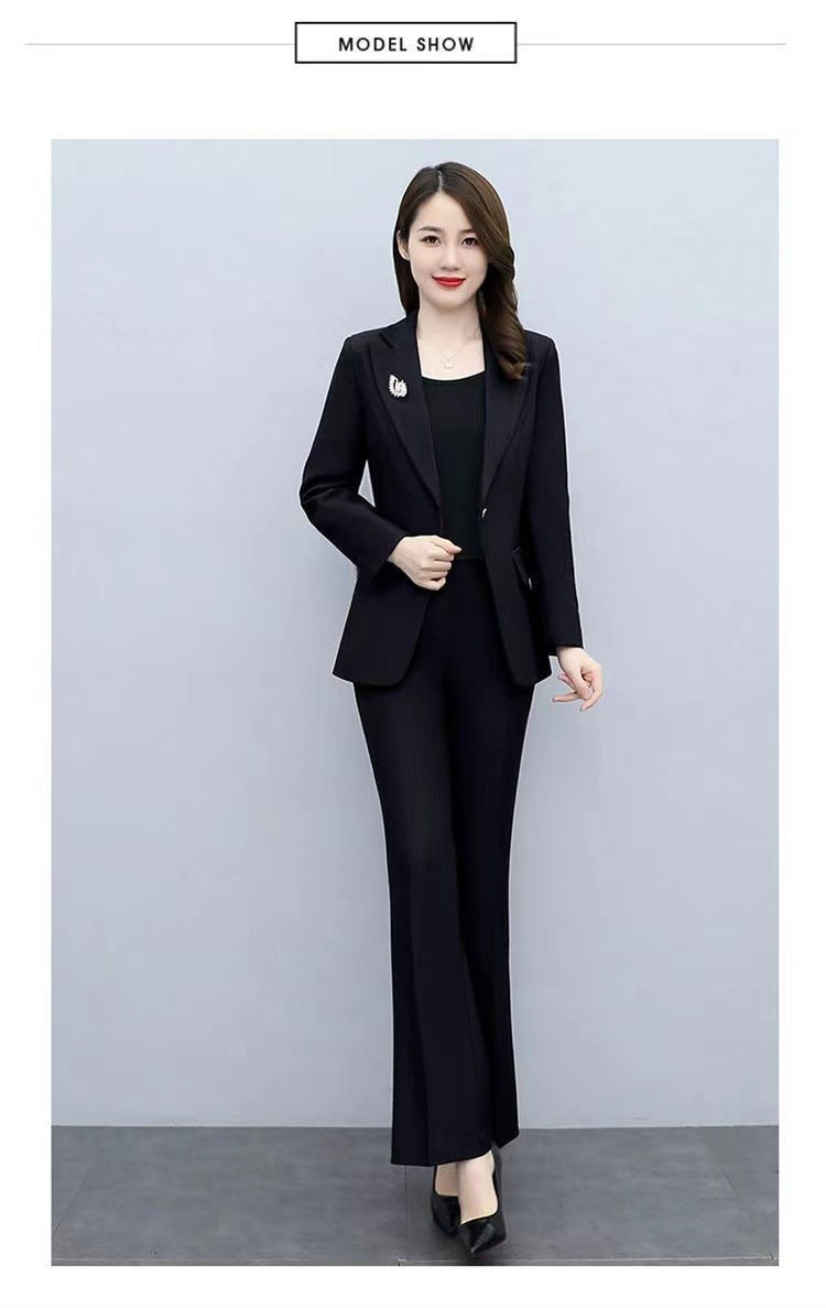 This Year's Hot Spring Style New Slim Fit Professional Fashion Bootcut Pants Women's Two-Piece Suit