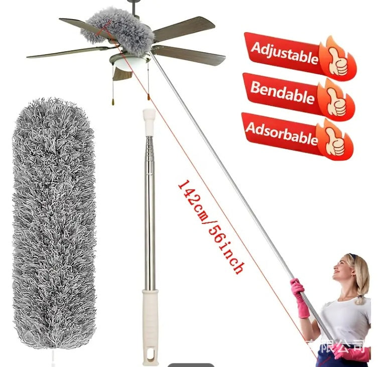 Retractable Electrostatic Feather Duster, Telescopic Dust Brush, Household Electrostatic Dust Duster