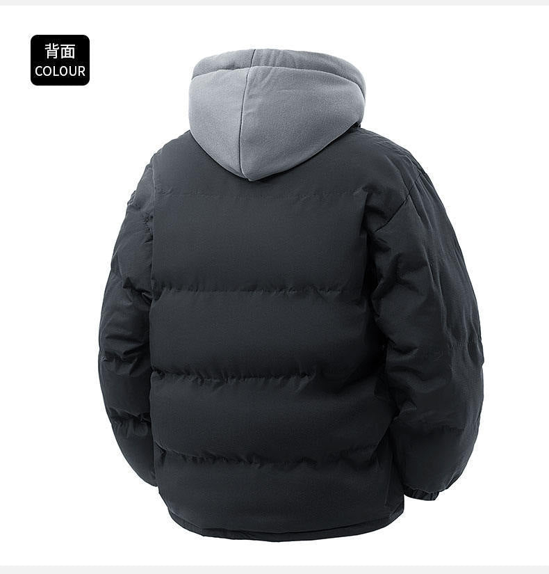 Cross-Border Winter Fake Two-Piece Men's Cotton Coat Trendy Casual Men's Thickened Cotton Coat Loose Couple Cotton Jacket Jacket for Men