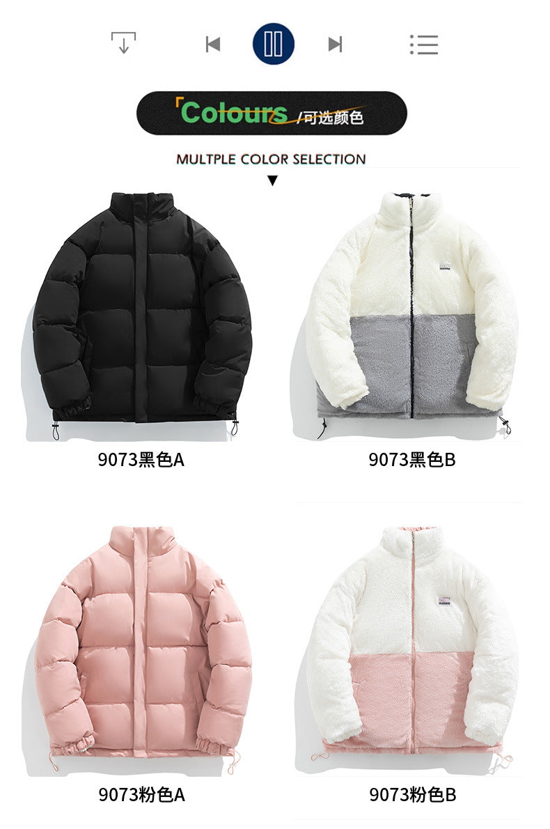 Men's Winter New Cotton Coat with Lamb Fleece, Thickened Couple's Stand Collar Casual Trendy Cotton Jacket Manufacturer