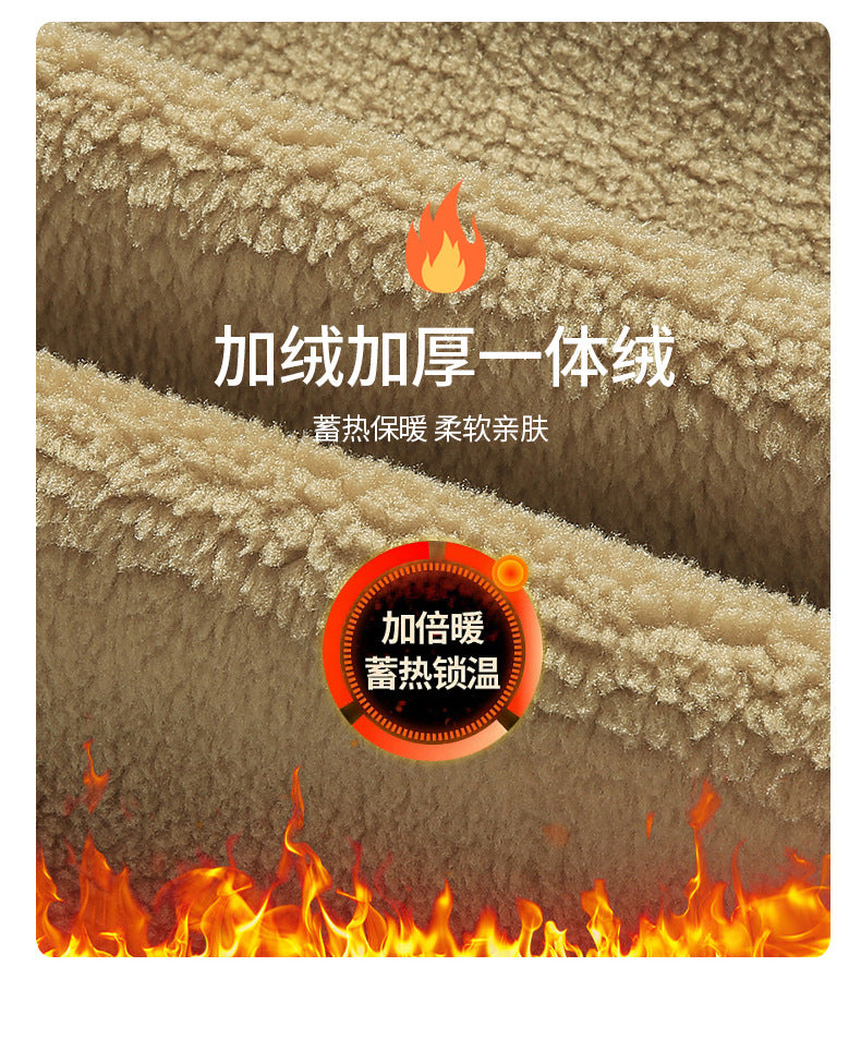 New Lamb Wool Jacket Men's Winter Thickened Wool Collar fleece-lined Overalls Cotton-padded Jacket Men's Jacket Casual Cotton-padded Jacket Aviator