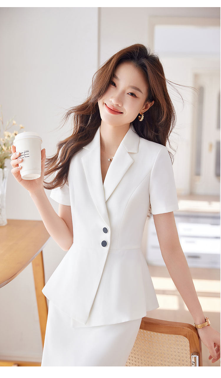 Short-Sleeved Suit Women's Summer 2025 New Classy Formal Hotel Jewelry Front Desk Professional Elegant Work Clothes
